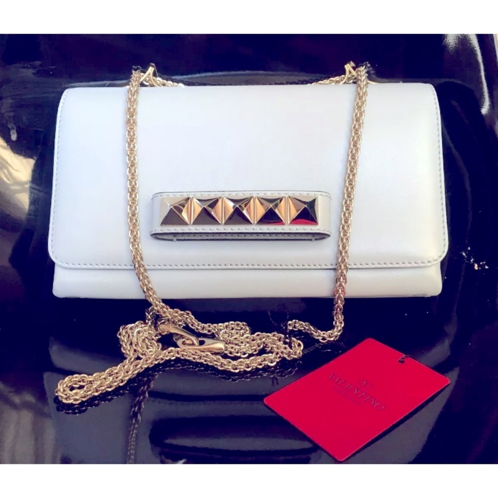 Valentino Rockstud Blue chain strap crossbody shoulder clutch bag